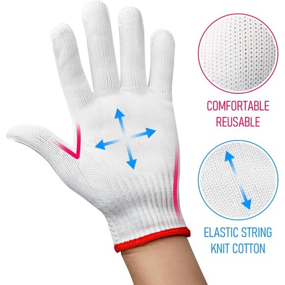12Pairs (52g)Cotton Work Gloves – Breathable Knit Safety Gloves w/ Red Cuff - Picture 2 of 6